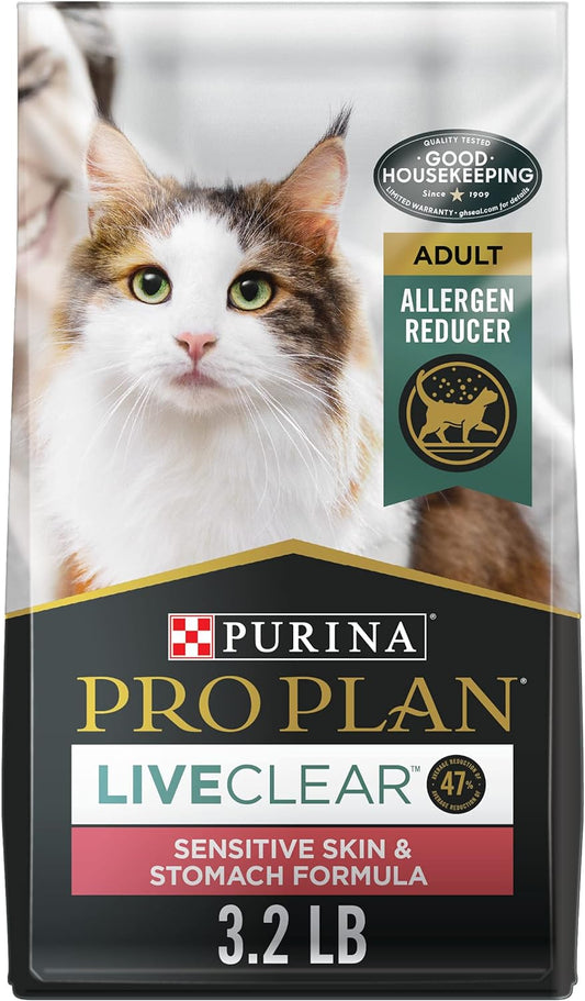 Allergen Reducing, Sensitive Skin & Stomach, High Protein Cat Food, LIVECLEAR Turkey and Oatmeal Formula - 3.2 Lb. Bag