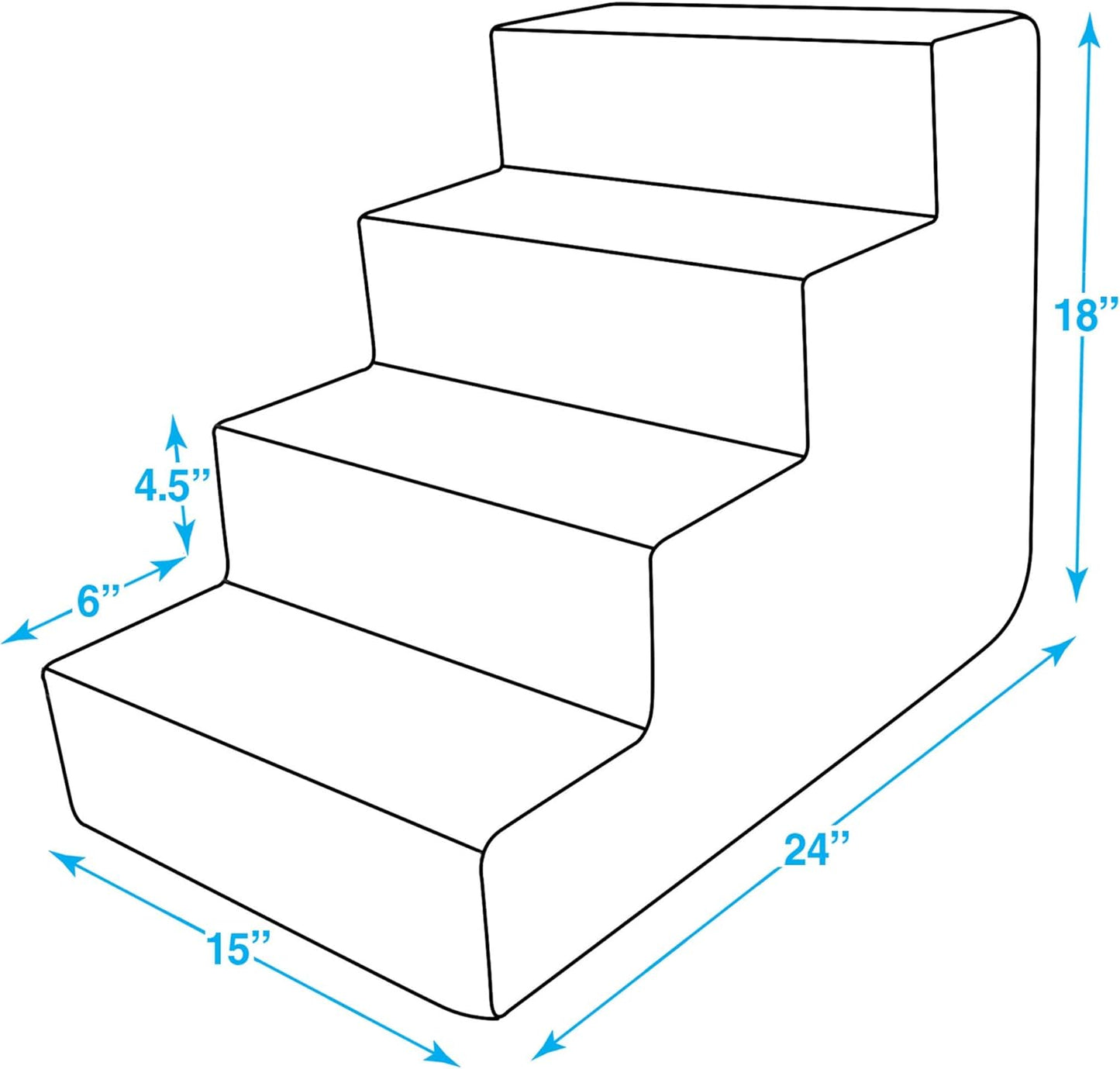Dog Stairs & Steps - Foam Steps for Small Dogs & Cats, Non-Slip Indoor Balanced Pet Step Support, Dog Ramp, No Assembly, Brown Lattice Print, 4-Step (18-Inch Height)