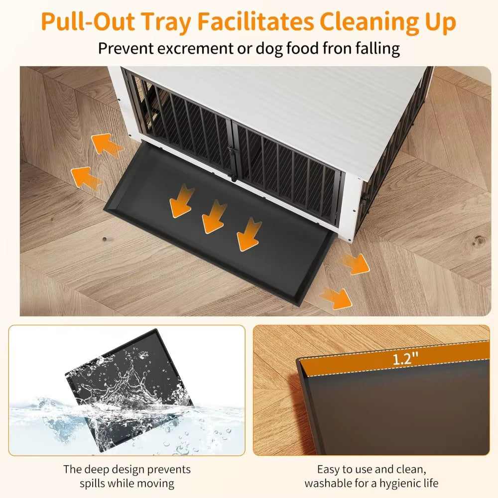 Dog Crate Furniture, Large Dog Crate Furniture, Wooden Cage Kennel Furniture Indoor, Modern Dog Crate with Multi-Purpose Removab