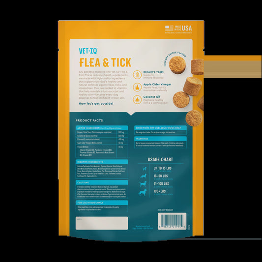 Vetiq Flea & Tick Supplement for Dogs, Hickory Smoke Flavored Chews, 60 Count
