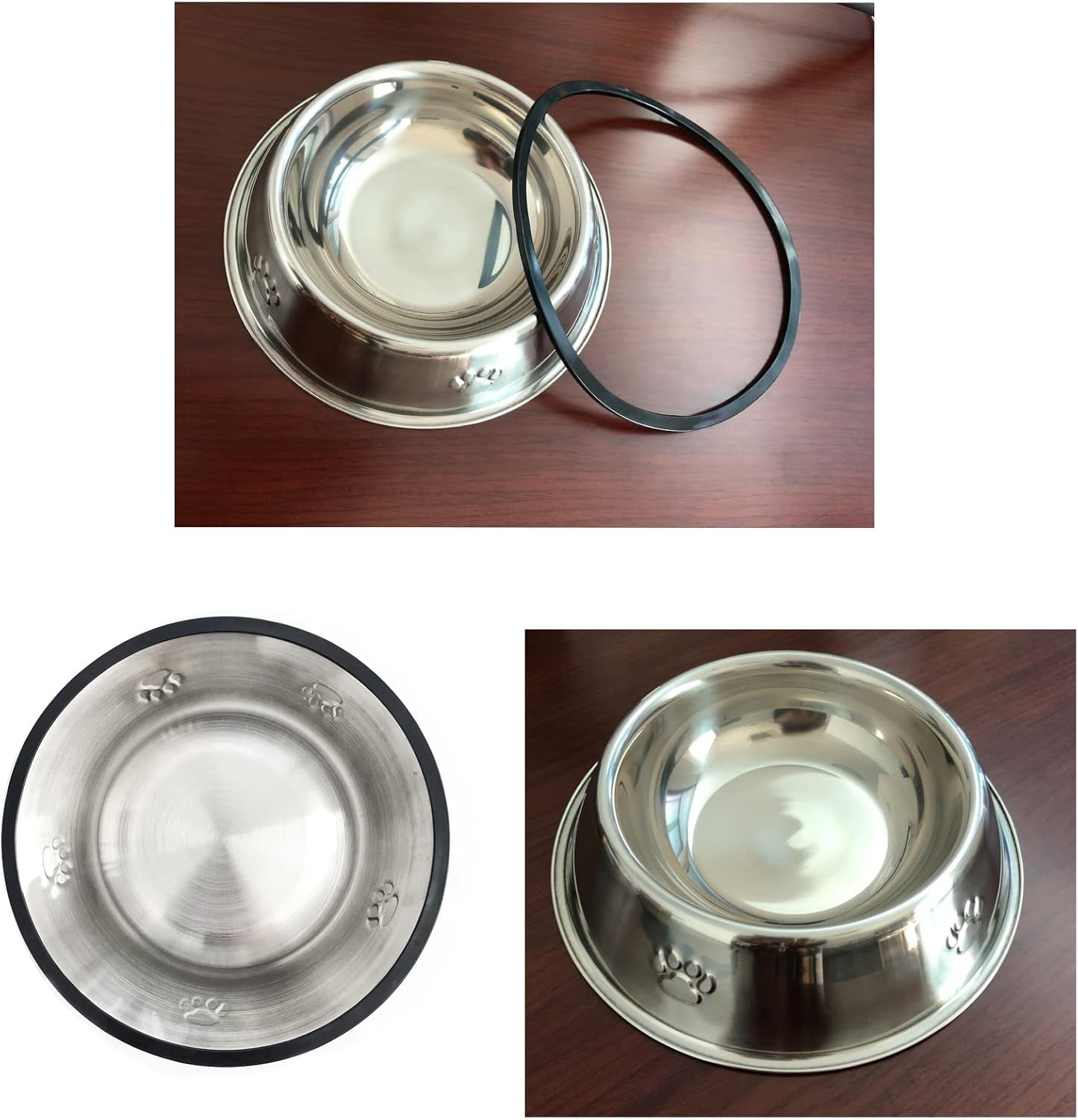 2 Stainless Steel Dog Bowls, Dog Feeding Bowls for Large Dogs, Anti-Turnover Pet Dish with Rubber Base, Medium and Large Pet Feeder Food Water Plate (Xl-51Oz)