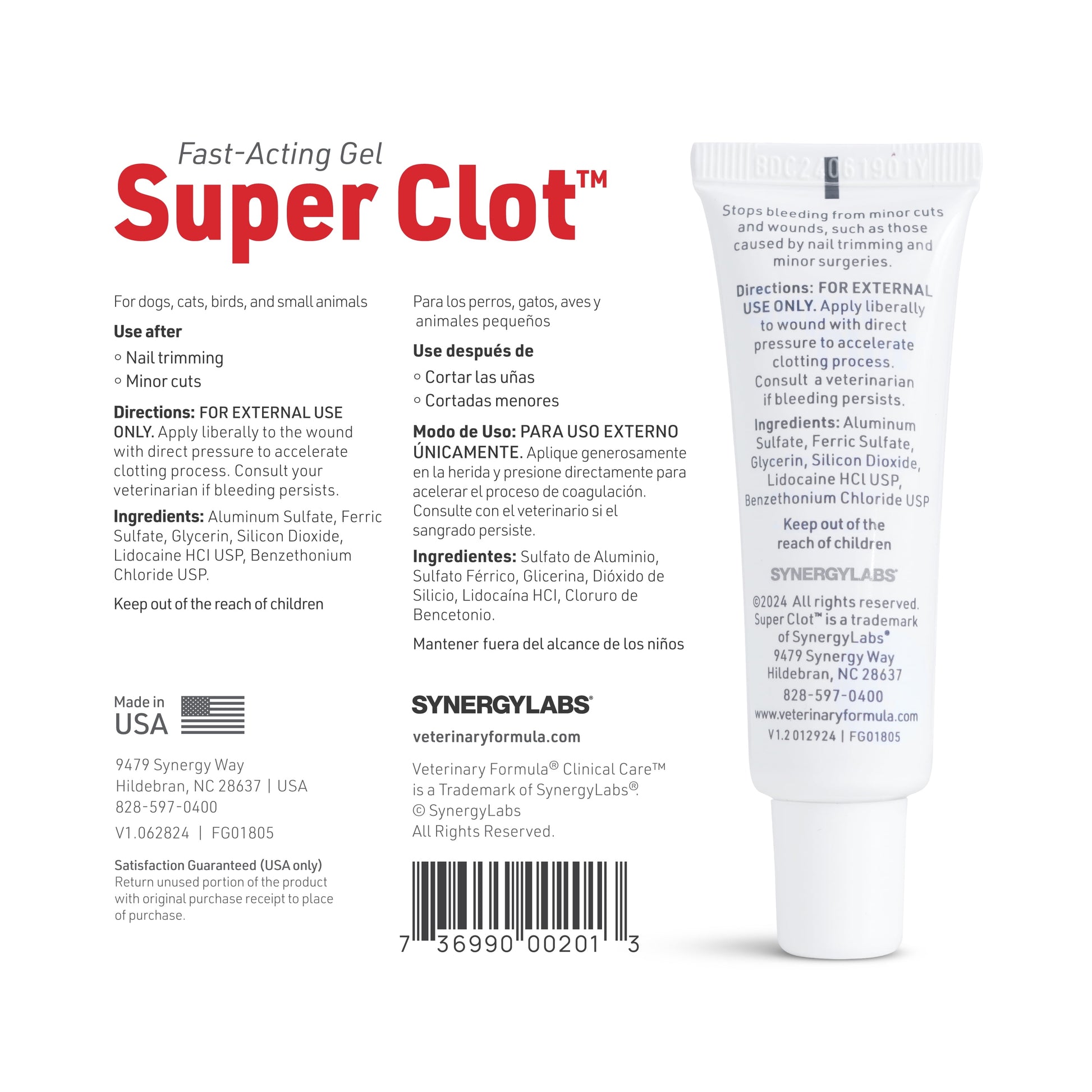 Clinical Care Super Clot Styptic Gel, 1 Oz Tube, Easy Applicator for Dogs and Cats