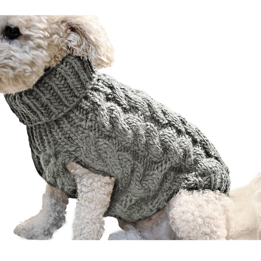 Small Dog Sweater Warm Pet Sweaterclassic Cable Knit Dog Sweaters for Small Dogs Girls Boys,Cat Dog Sweater Clothes Coat Apparel for Small Dog Puppy Kitten Cat (Medium,Gray)