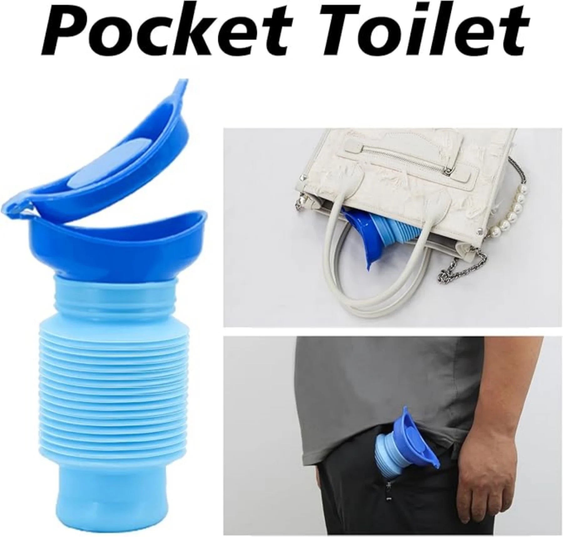 Adjustable Portable Urinal, Pee Bottles Unisex, Collapsible Urinal Emergency Travel Urinal Mini Mobile Toilet Potty Pee Bottle for Traffic Jam and Camping 750ML