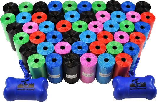 Dog Waste Bags (1000 CT - Rainbow Bags & 2 Dispensers) Clips to Dog Leashes & Harnesses - Poop Scoop Bags Are Leak-Proof & Unscented