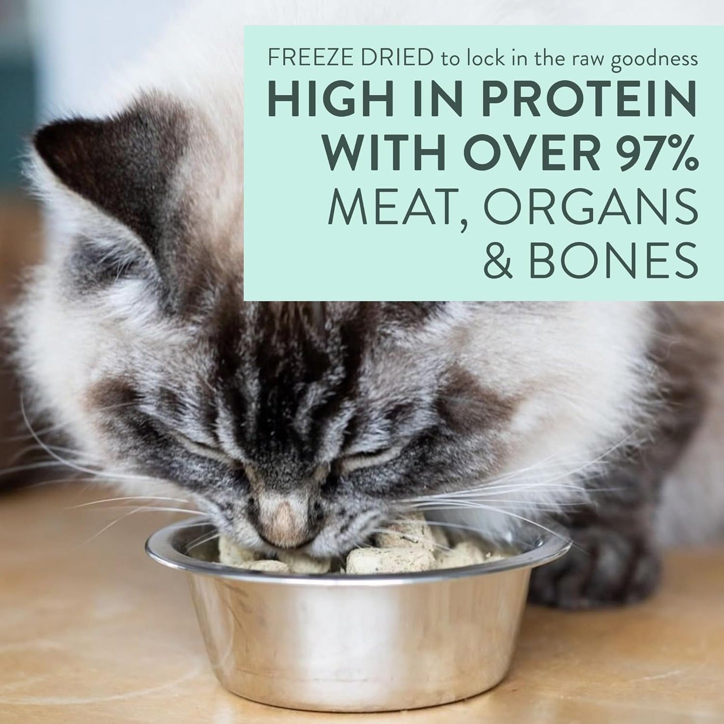 Meow Freeze Dried Cat Food - Beef & Hoki Recipe, High Protein Treats, Meals & Toppers, Dry Cat Food, 9.9 Oz