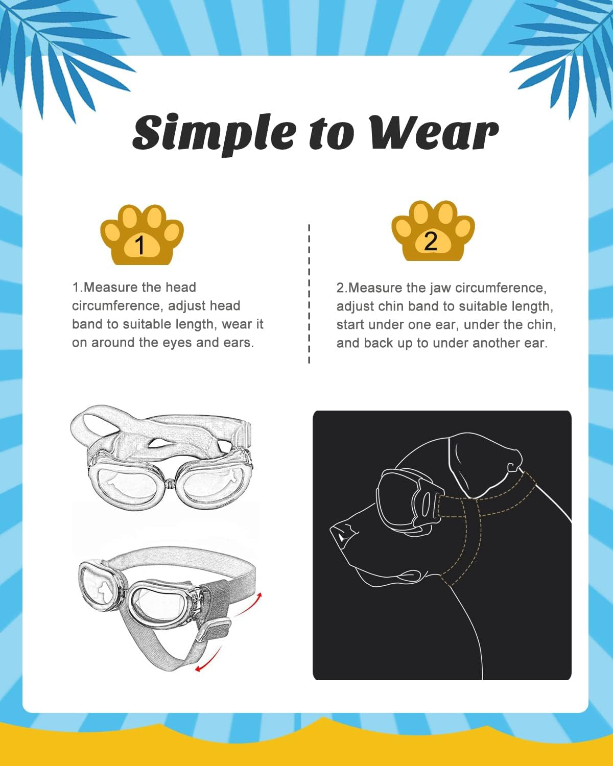 Small Dog Decorations Sunglasses UV Protection Goggles Eye Wear Protection with Adjustable Strap Waterproof Pet Sunglasses for Dogs Pet Sun Glasses Dog Windproof Anti-Fog Glasses