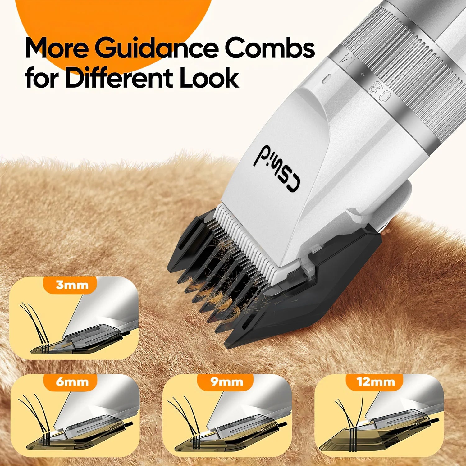 Dog Clippers for Thick Heavy Coats, Low Noise Rechargeable Cordless Pet Shaver with Stainless Steel Blade, Waterproof Dog Grooming Kit for Dogs Pets and Animals, White