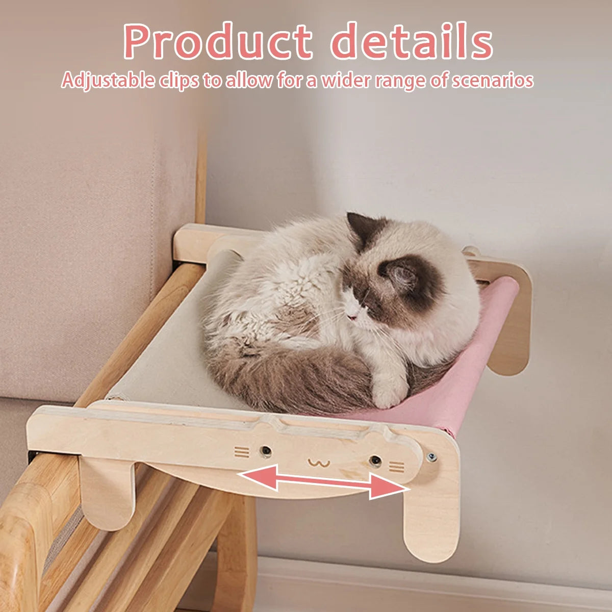 Cat Window Perch for Indoor, Cat Window Hammock Window Perch, Safety Cat Shelves Space Saving Window Mounted Cat Seat (Pink)
