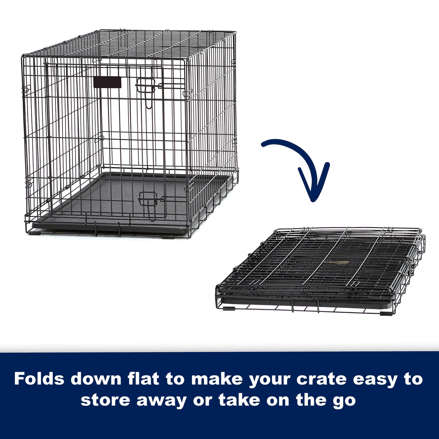 Midwest Homes Enhanced 24 Inch Single Door Folding Metal Crate for Small Dogs