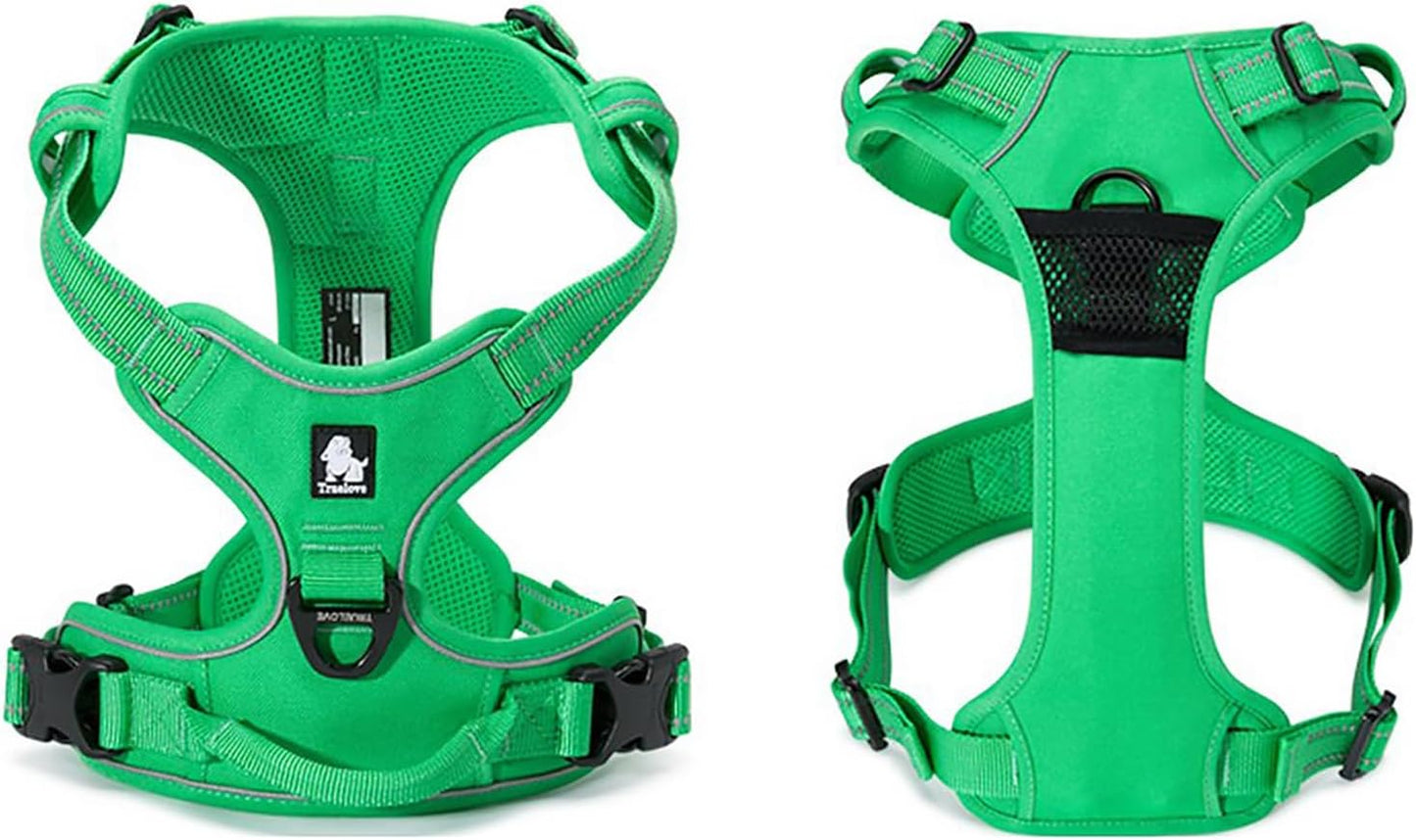 Adjustable No-Pull Dog Harness Reflective Pup Vest Harnesses Comfortable Control Brilliant Colors Truelove Tlh5651(Grass Green,Xs)
