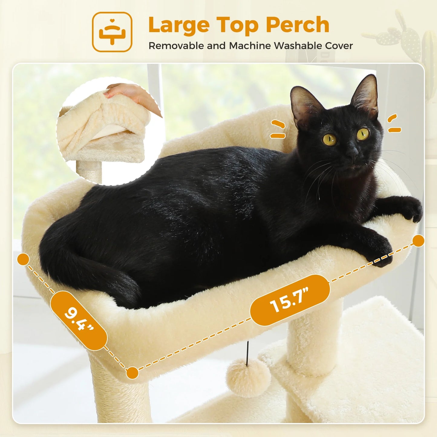 42" Cat Tree Condo with Large Perch Scratching Posts for Indoor Cats, Beige