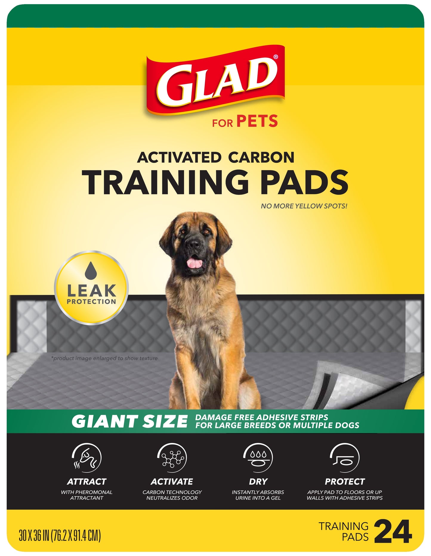 (4 Pack)  Giant Size Activated Charcoal Leak-Resistant Training Pads for Dogs, 30X36, 24 Count
