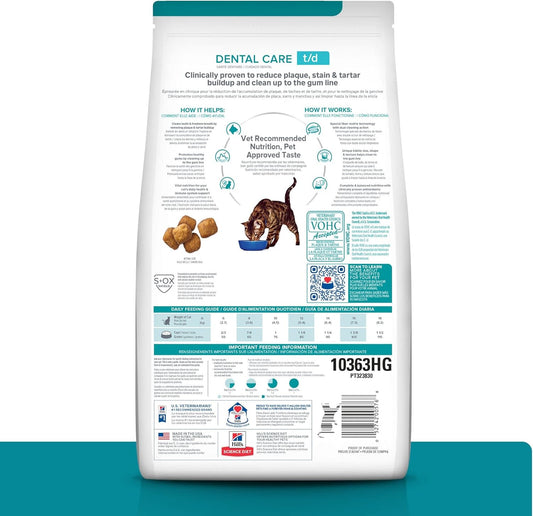 T/D Dental Care Chicken Flavor Dry Cat Food, Veterinary Diet, 4 Lb. Bag