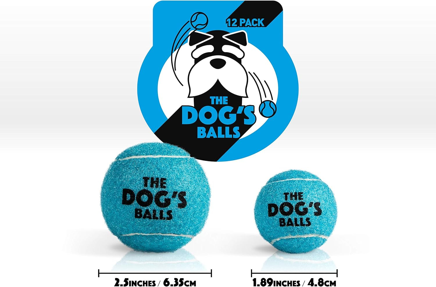 , Dog Tennis Ball, Blue 12-Pack, Strong Toy for Agility Training, Puppy Training, Play, Exercise & Fetch, 2.5 Inch Diameter