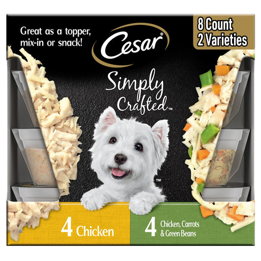 Simply Crafted Chicken Variety Pack Wet Dog Food Meal Toppers, 1.3 Oz Tubs (8 Count)