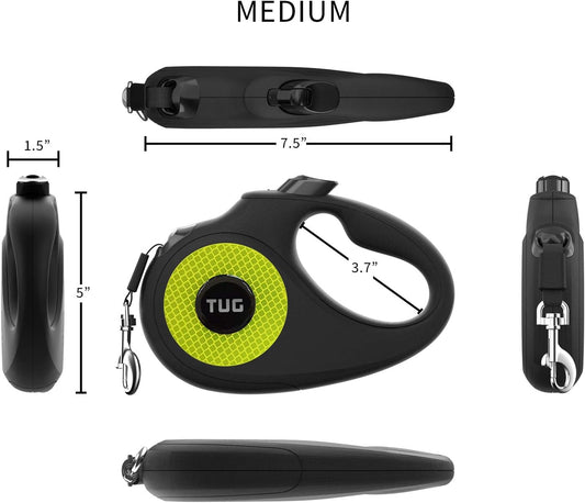 360° Tangle-Free Reflective Retractable Dog Leash | 16 Ft Strong Nylon Tape (Medium)