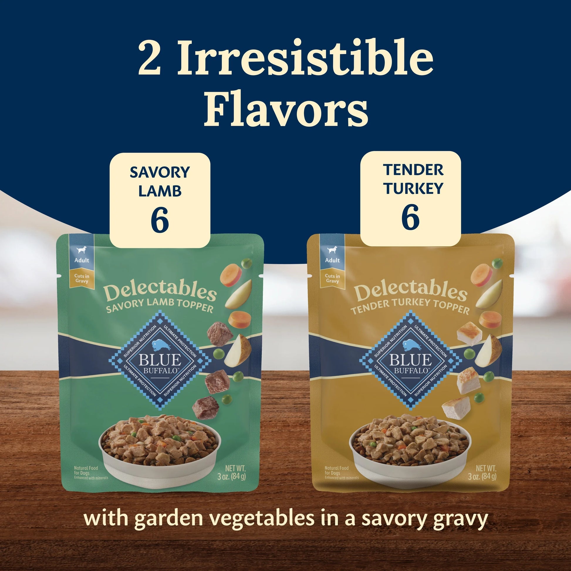 Delectables Natural Wet Dog Food Topper Variety Pack, Lamb & Turkey Dinner 3Oz (12 Pack - 6 of Each Flavor)