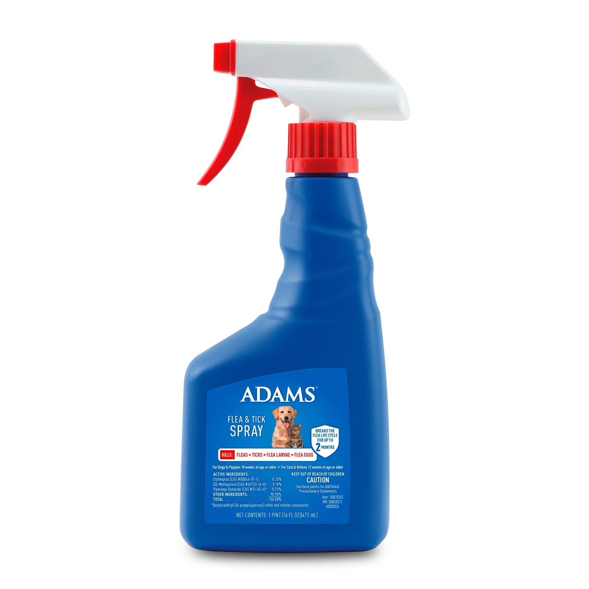 Flea & Tick Dog and Cat Spray, Kills Fleas and Ticks, Breaks the Flea Life Cycle for up to 2 Months, 16 Fl Oz