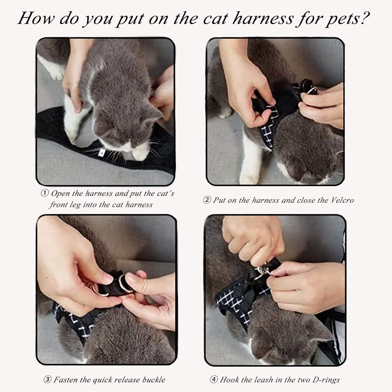 Cat Harness and Leash,Breathable Dog Harness,Pet Harness,Cats Leash and Harness Set for Puppy Cat Rabbit (Black, XS)