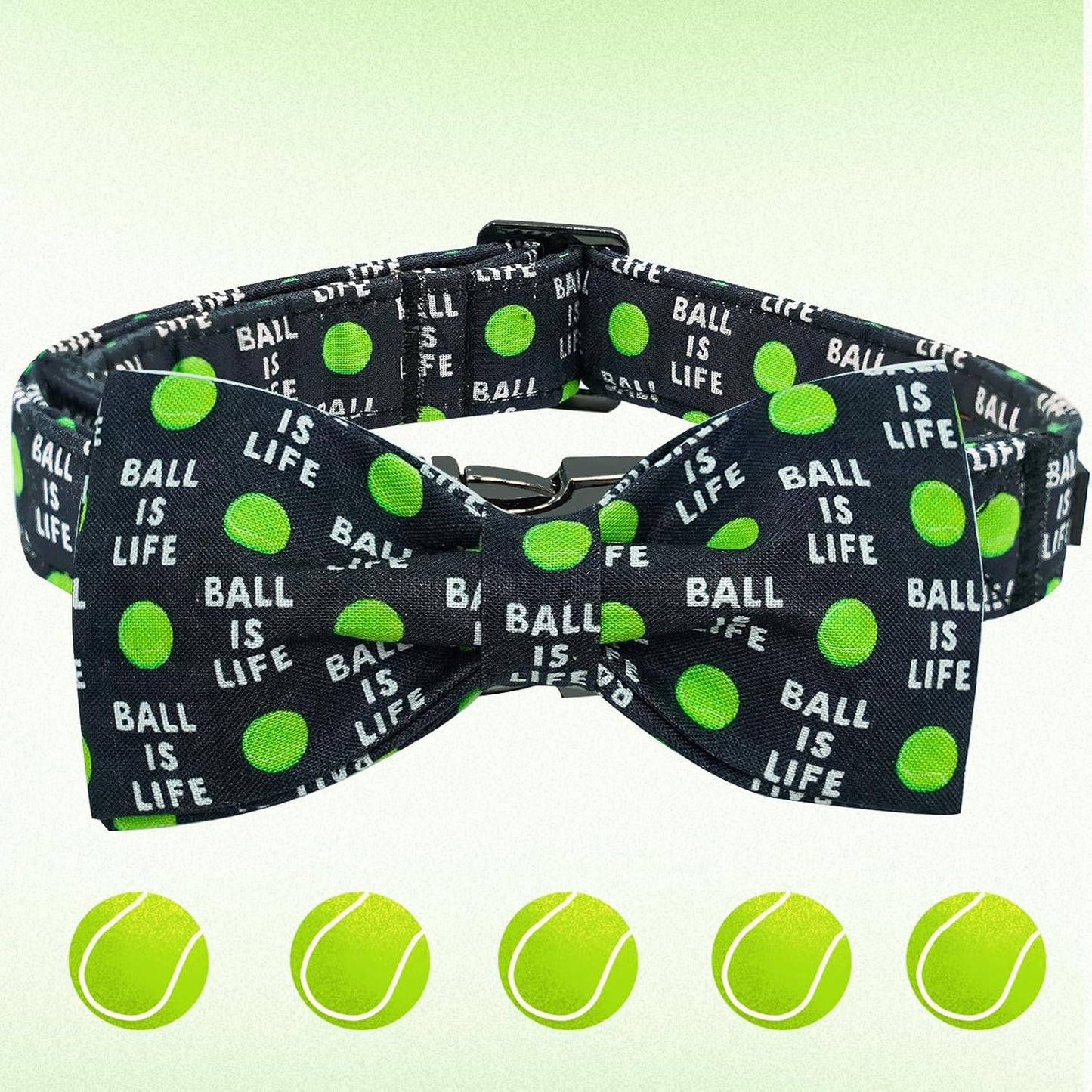 Balls Print Summer Dog Collar with Bow Tie - Cute Bowtie Collar for Small, Medium & Large Dogs