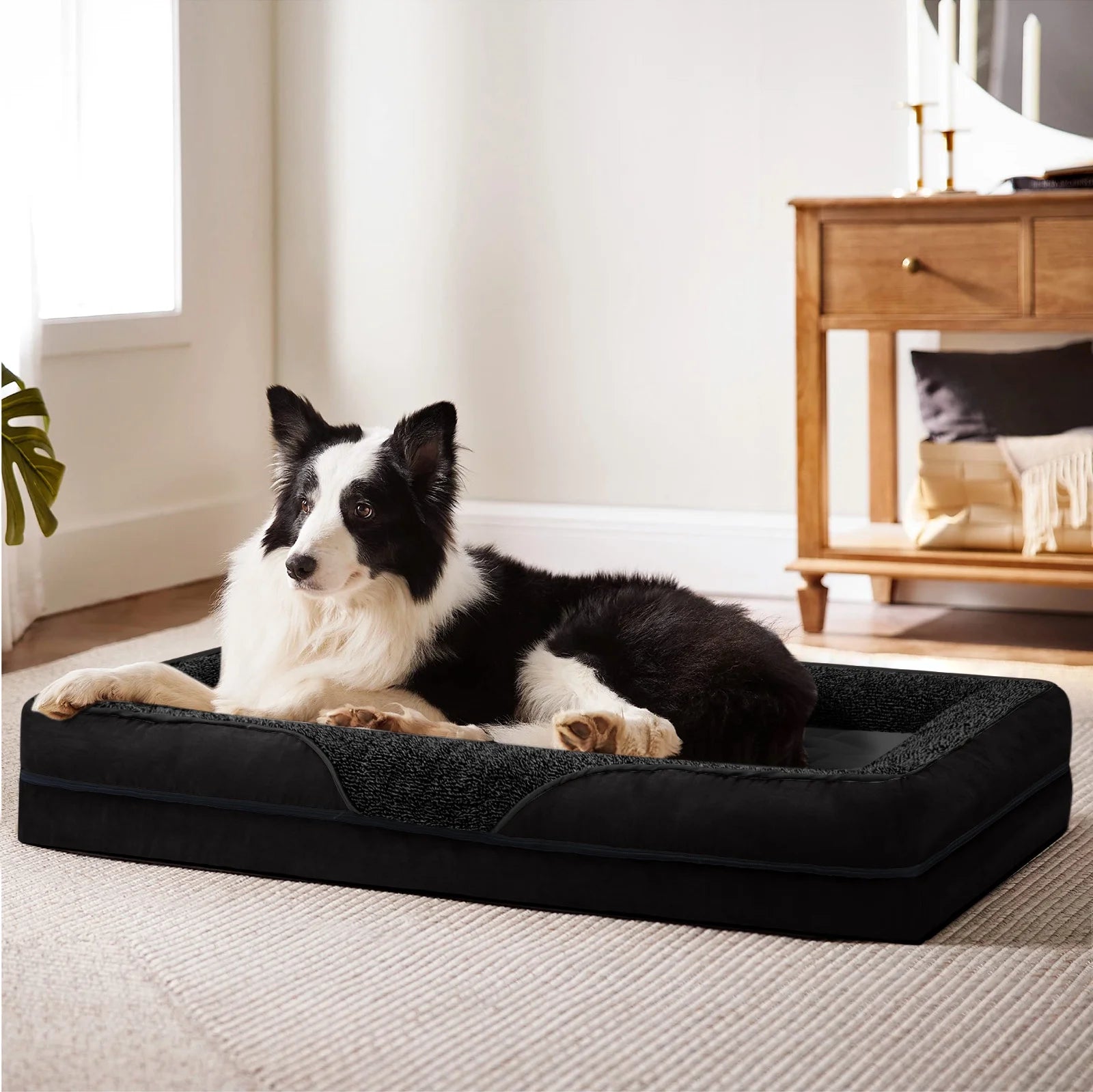 Dog Beds for Large Medium Small Dogs Orthopedic Pet Bed Sofa Supportive Egg Crate Foam Animal Couch with Removable Washable Cover Non Skid Bottom S to XL