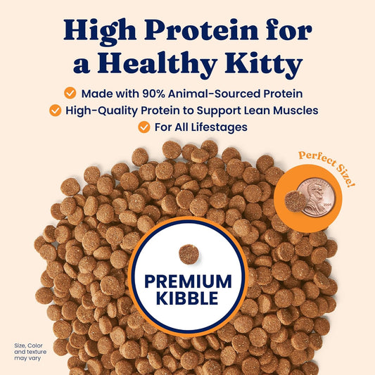 High Protein Dry Cat Food - Grain Free & Gluten Free Chicken Cat Dry Food W/Probiotics for Gut Health & Digestion - High Fiber & Omega 3 - Low Carb Superfood Kibble for Cats All Ages - 3LB