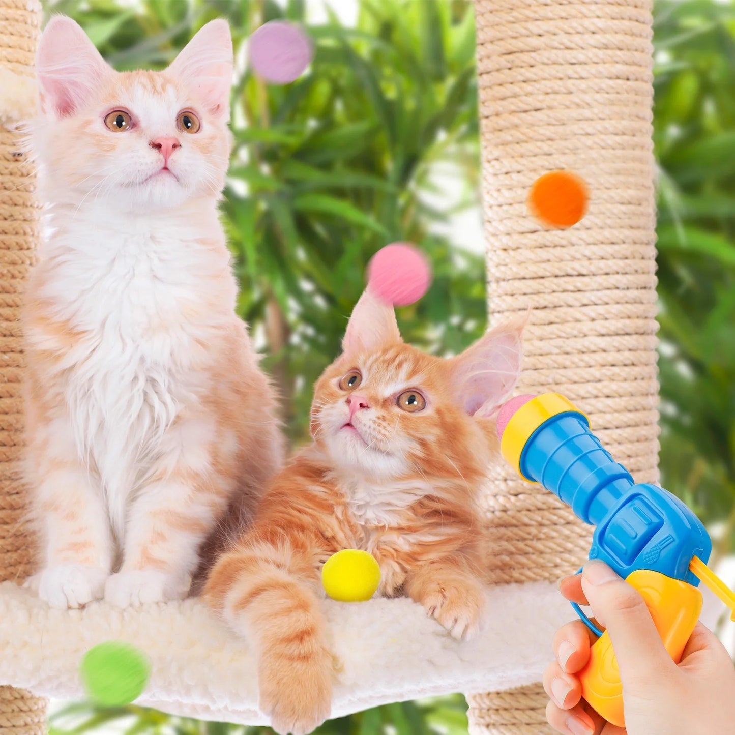 Interactive 100-Piece Cat Toy Ball Set with Launchers, Purple