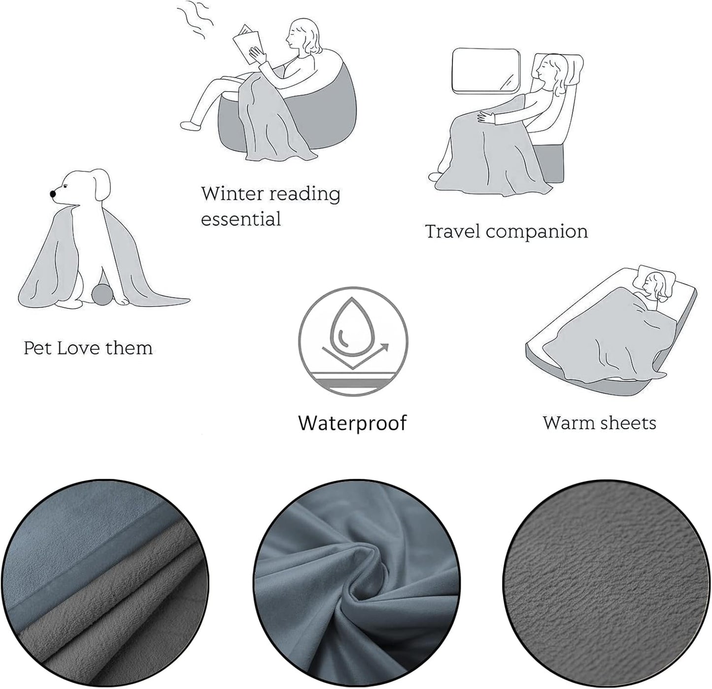 Pet Bed Blanket Reversible 100% Waterproof Velvet Super Soft for Sofa and Bed