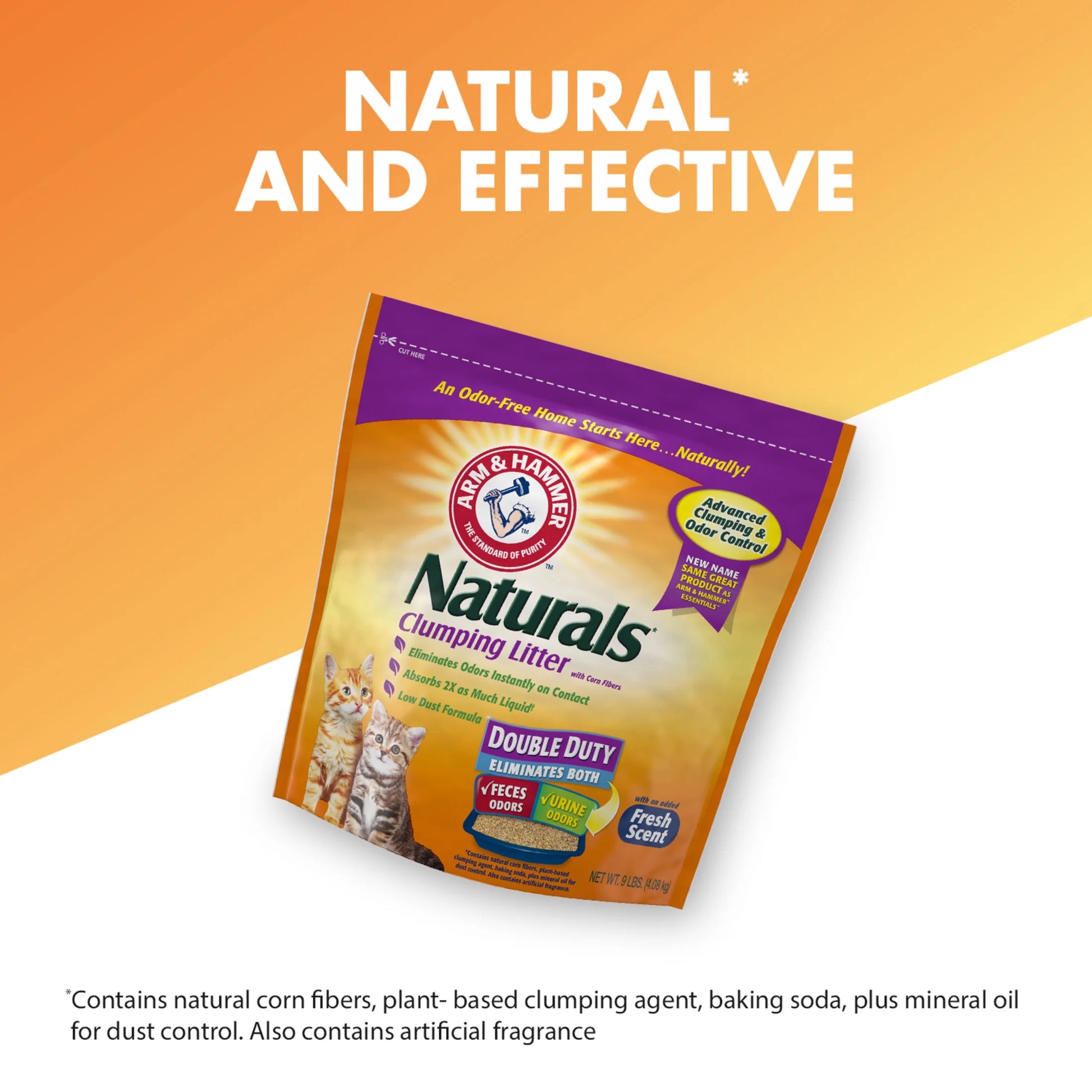Naturals Clumping Cat Litter with Corn Fibers, Odor Control, Fresh Scent, 9 Lbs