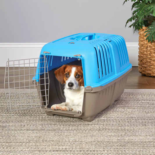 24 Inch Spree Travel Pet Carrier for Dog or Cat with Steel Door, Blue