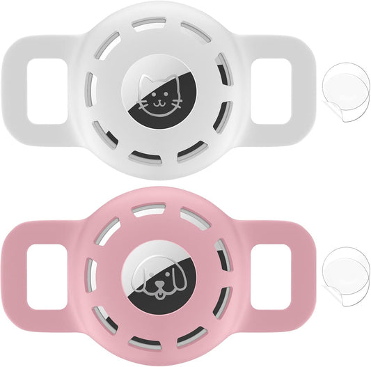 Air Tag Cat Collar Holder for Apple Air Tag, 2 Pack of Pet Collar Holder for Cat and Small Dog Collar within 1/2 Inch and 2 Pack Protector for Air Tag