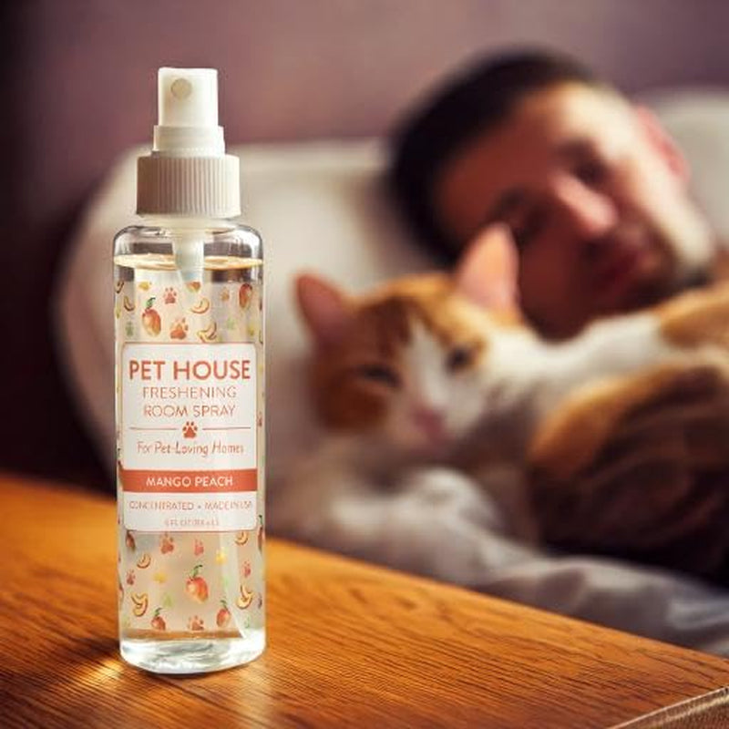 Concentrated Room Spray 4 OZ Dog and Cat Friendly Air Freshener for Pet Odor, Mango Peach, Pack of 2