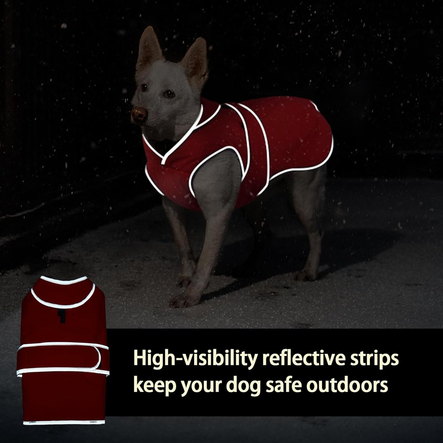 Reflective Waterproof Dog Coat, Medium, Red, Fleece Lined, Stormguard
