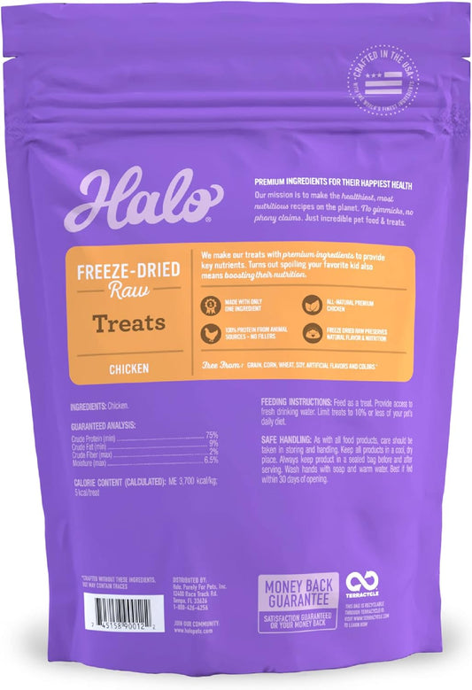 Freeze Dried Raw Dog Treats, 100% Chicken Breast Recipe, Dog Treats Pouch, All-Natural High Protien Treat, 3.7 Oz Pouch