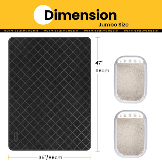 Cat Litter Mat, 47" X 35" Premium Durable PVC, Non-Slip, Less Waste, Urine Waterproof