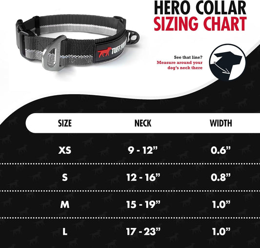 Heavy Duty Dog Collar | Tough Dogs Collar | Reflective Collars with Aluminum D-Ring Leash Clip | Separate ID Tag Attachment Keeps Engraved Dog Tags Quiet | Easy Sizing for All Breeds