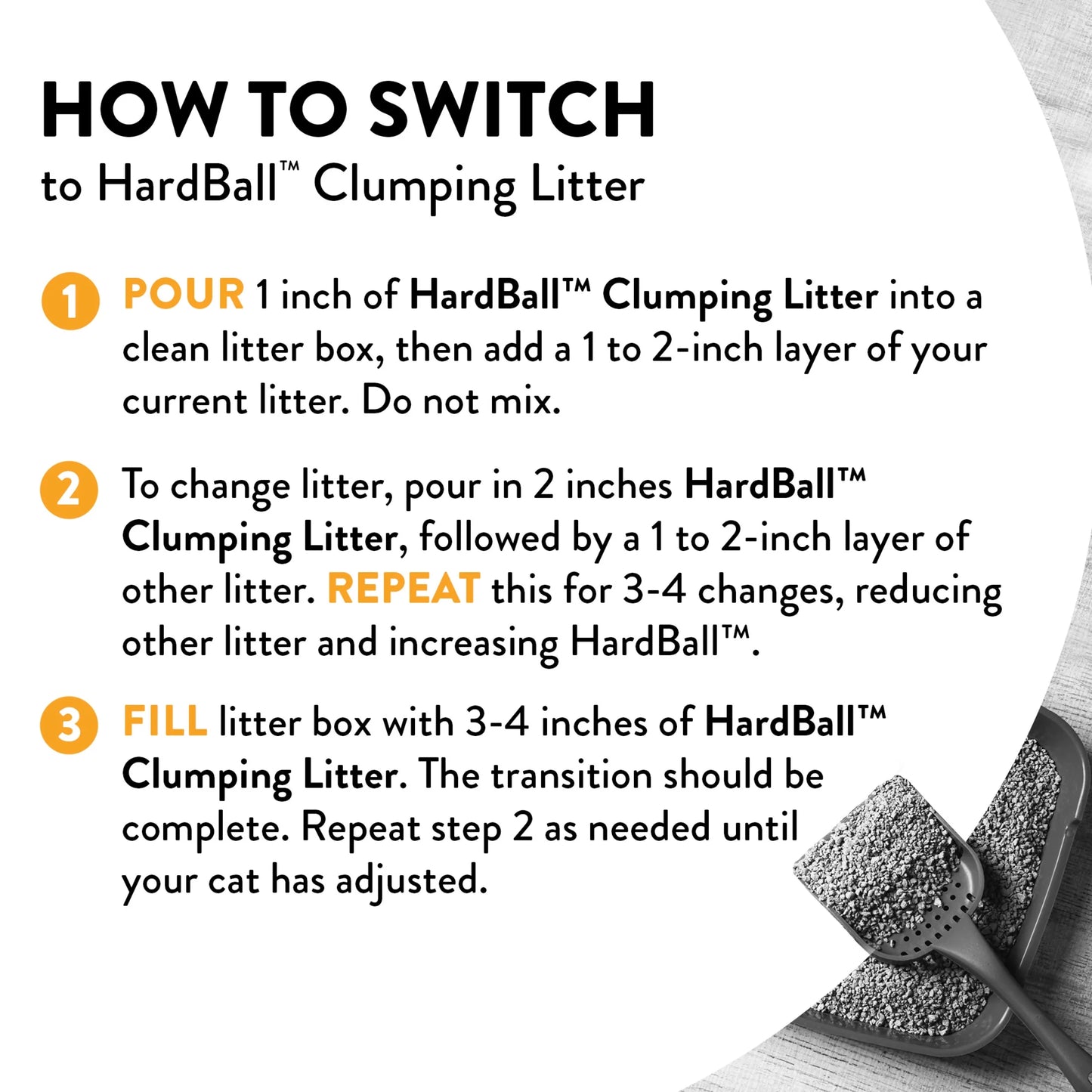 Hardball Lightweight Cat Litter, Clumping, No-Mess Scooping, Multi-Cat, 15 Lb