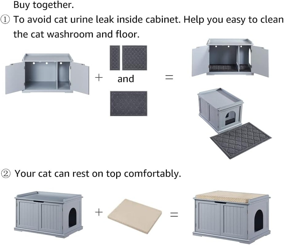 Cat Litter Box Enclosure Furniture, Cat Washroom, Hidden Litter Box Cover, Cabinet for Large Cat, Dog Proof Cat Litter Boxes, Hideaway Litter Box, Cat House, Grey