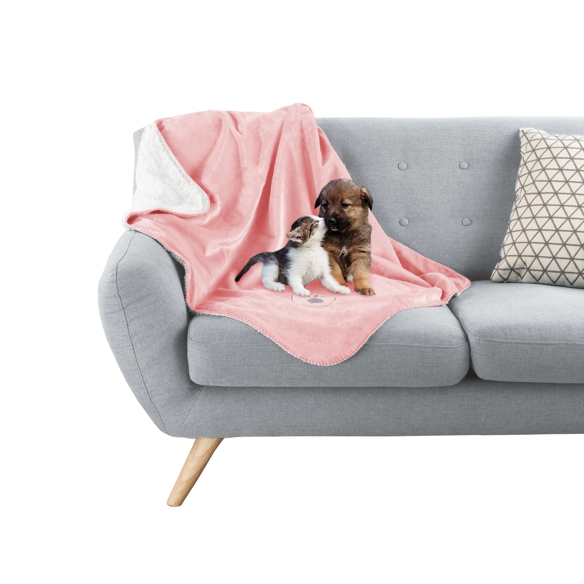 30X40-Inch Reversible Sherpa Fleece Waterproof Dog Blanket (Pink)
