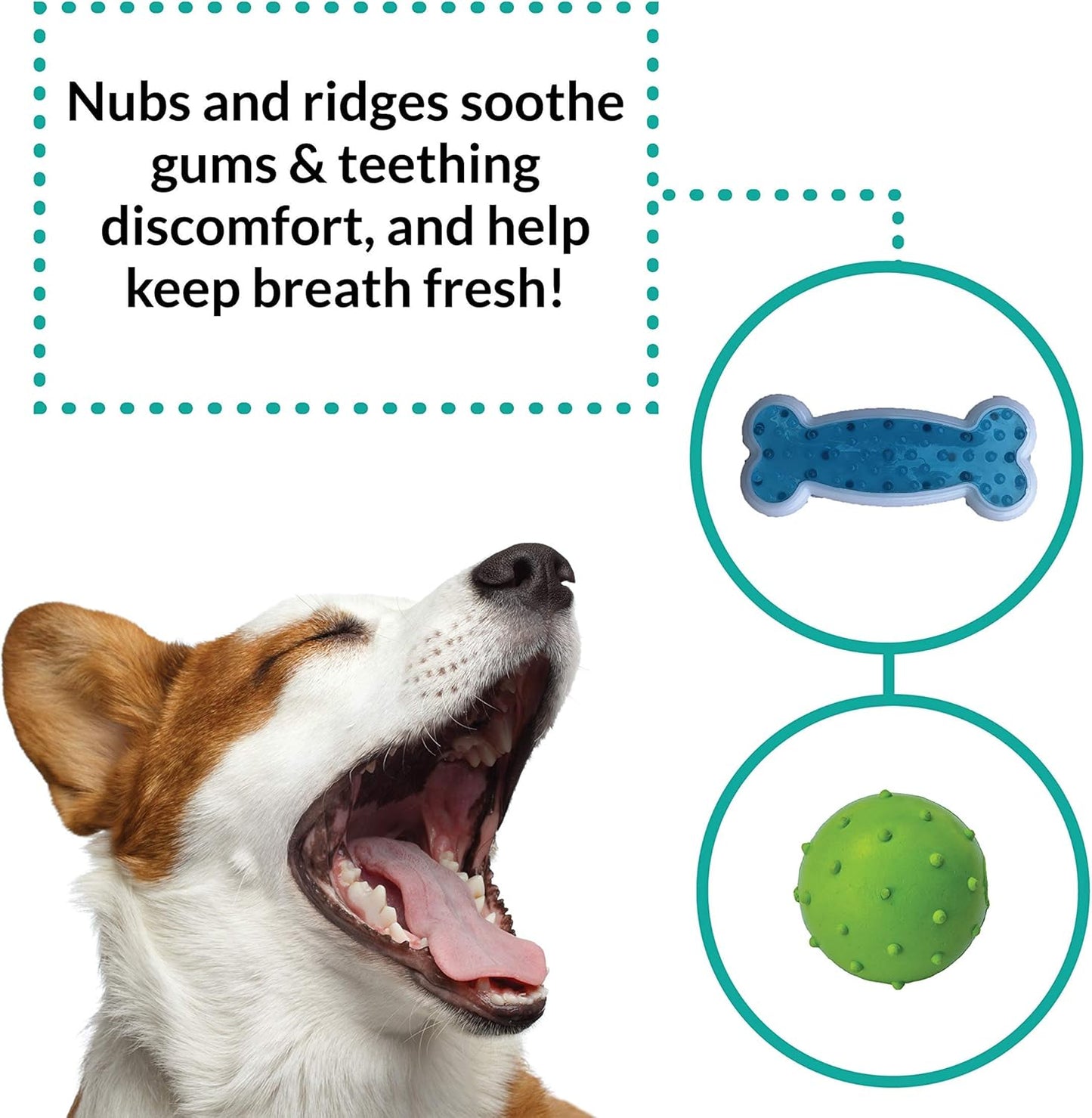 Dog Chew Toy Set for Small to Medium Breeds, Includes All Natural Rubber, Cotton, Ball & Rope Toys, Ideal Puppy Chew Toys for Teething, Reduces Destructive Chewing & Anxiety (Pack of 6)