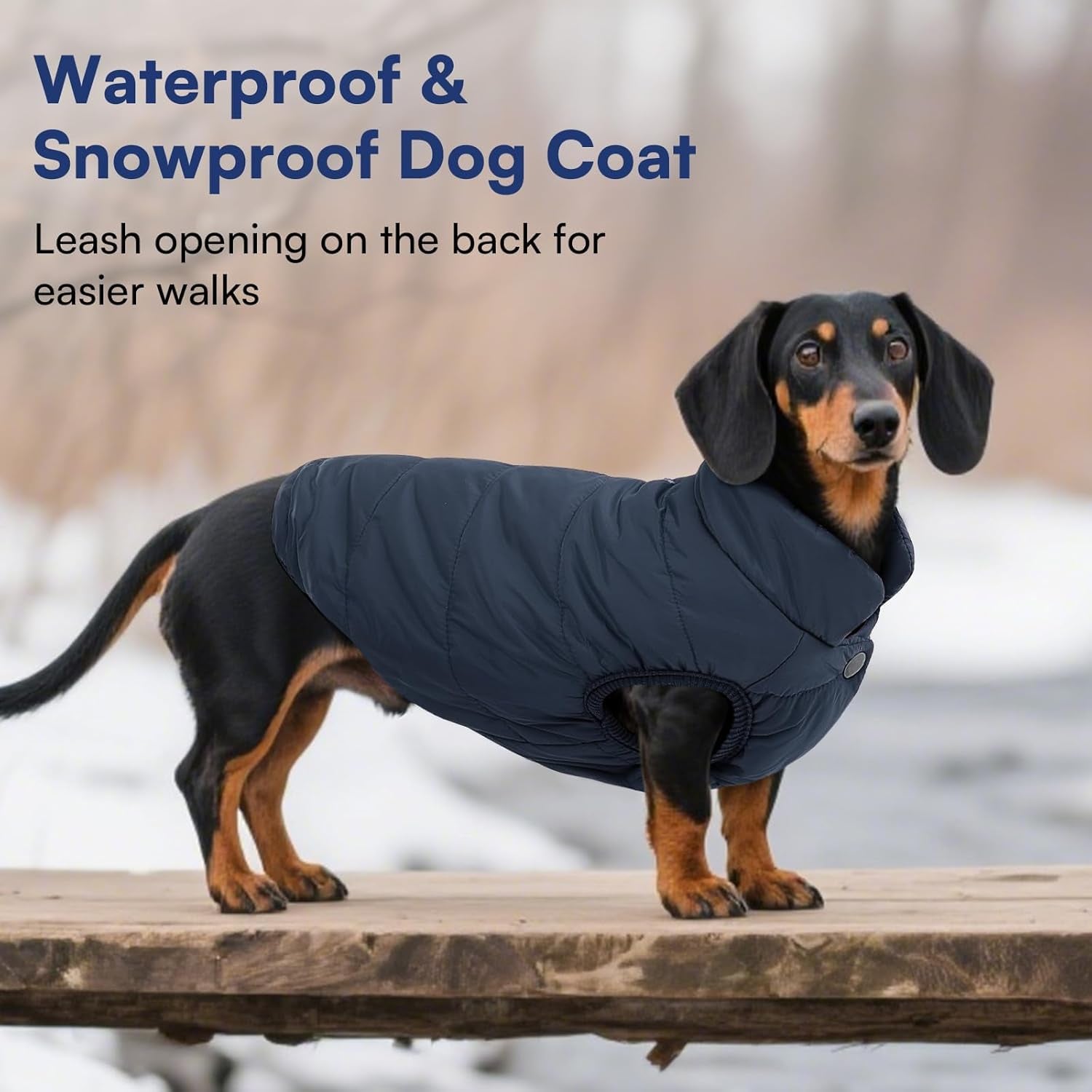 Dog Winter Coat - Waterproof Windproof Dog Jacket, Warm Snowproof Doggie Puffer Vest for Cold Weather, Lightweight Snow Coats for Small Medium Large Dogs (3XL, Blue)