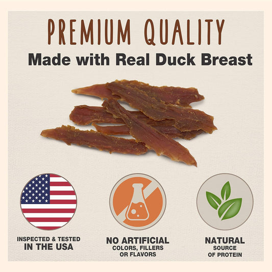 Gourmet Duck Breast Jerky Dog Treats, Healthy, Long-Lasting High-Protein Training Treats for Small & Large Dogs, 40 Oz.