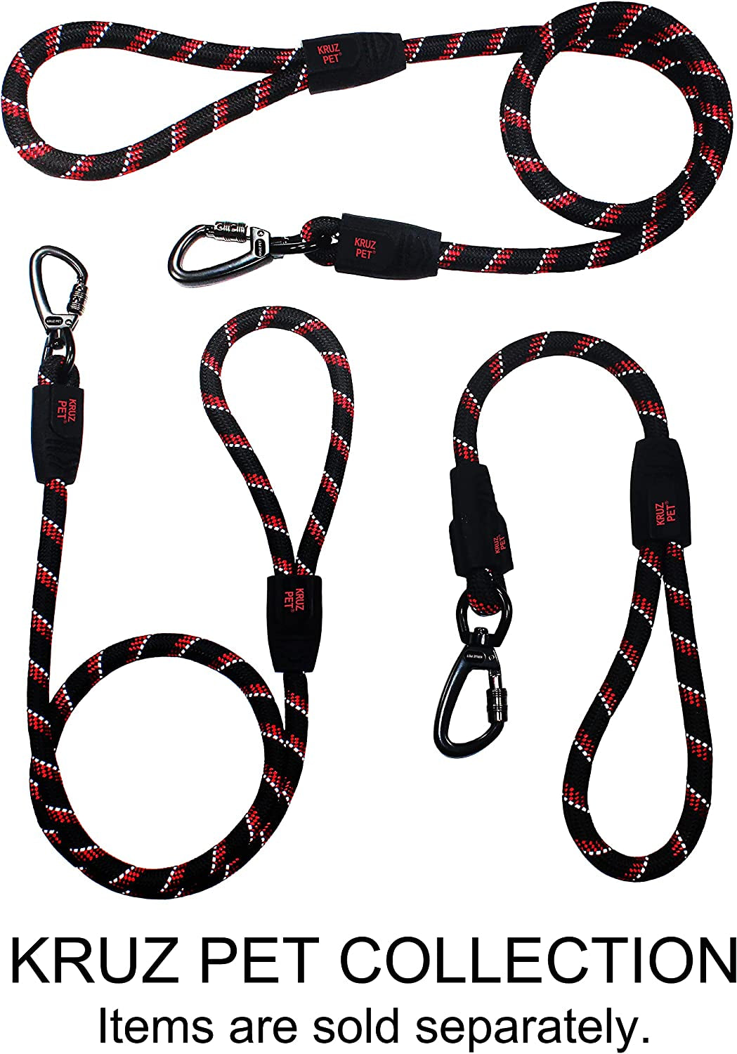 KRUZ Dog Leash (Width - 1/2”, Length - 20 IN) Reflective Rope Lead with Soft Silicone Grip, Click & Lock Snap Lightweight Leash for Dogs, Durable & Tangle-Free for Walking, Running & Training - Orange