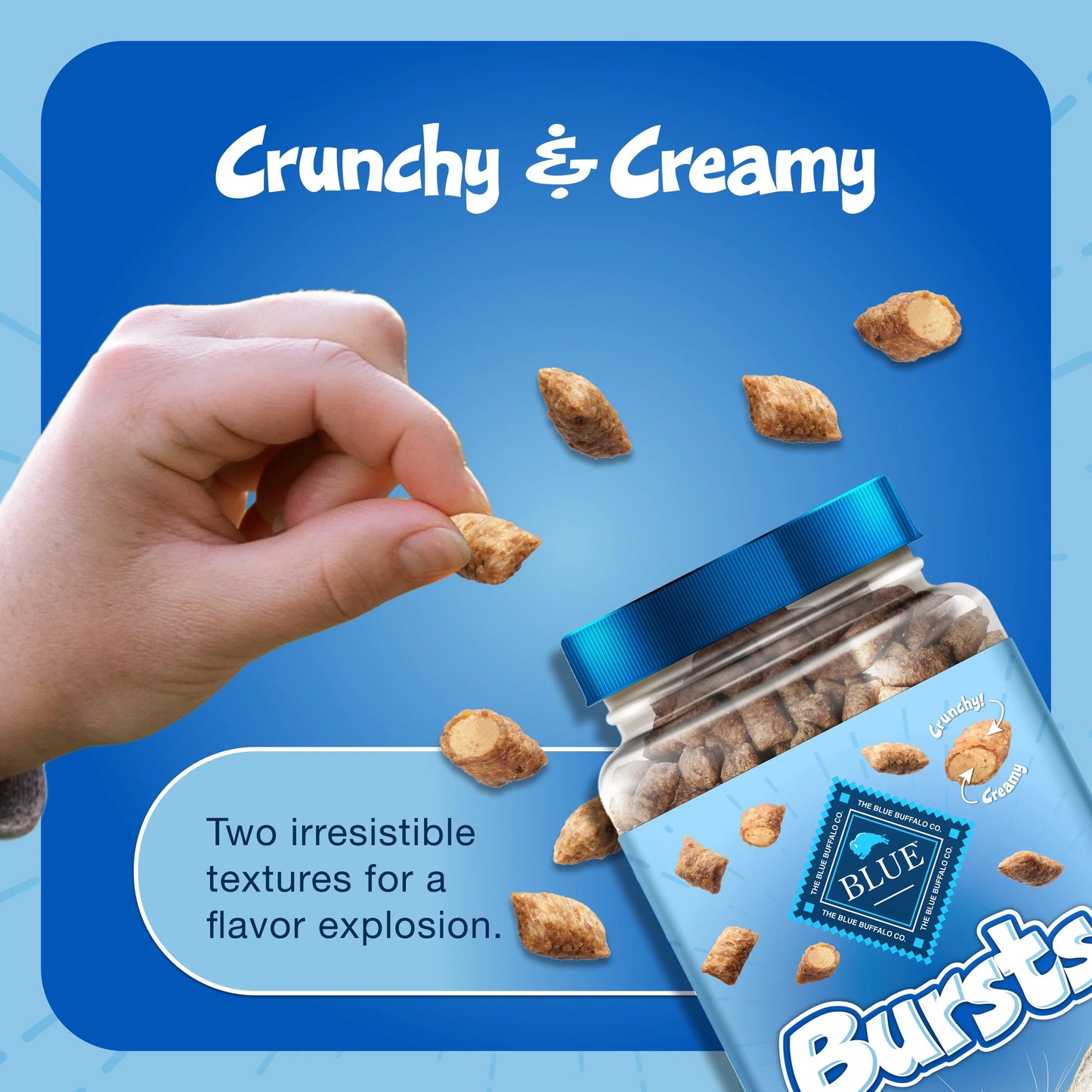 Bursts Crunchy & Creamy Cat Treats, Great for Training Chicken, 2-Oz Bag