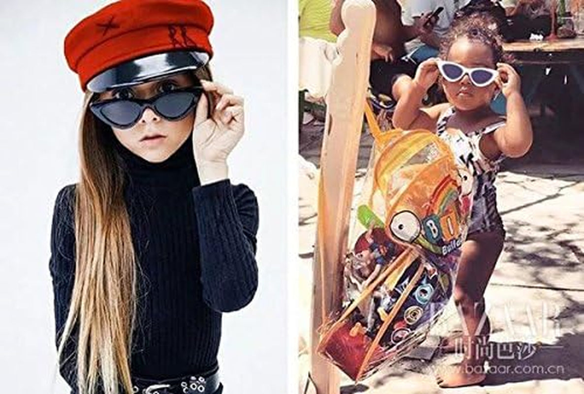 Retro Vintage Narrow Cat Eye Sunglasses for Kids Heart Shaped Sunglasses
