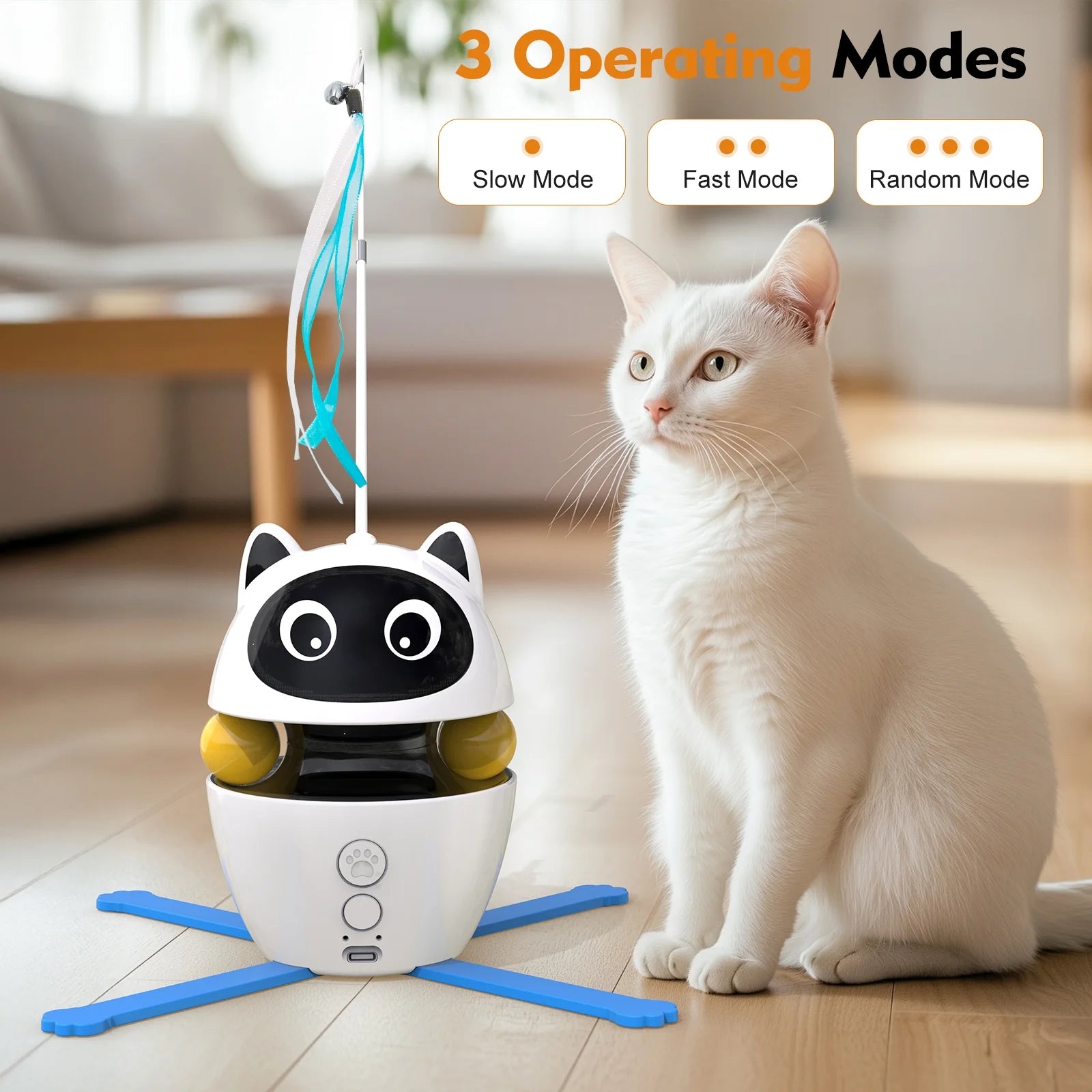 Indoor Automatic Cat Toy with Laser, Feather, and Rechargeable Features