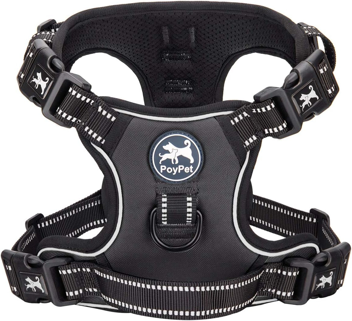 No Pull Dog Harness with 4 Buckles for Puppy Small Dogs (Black,S)