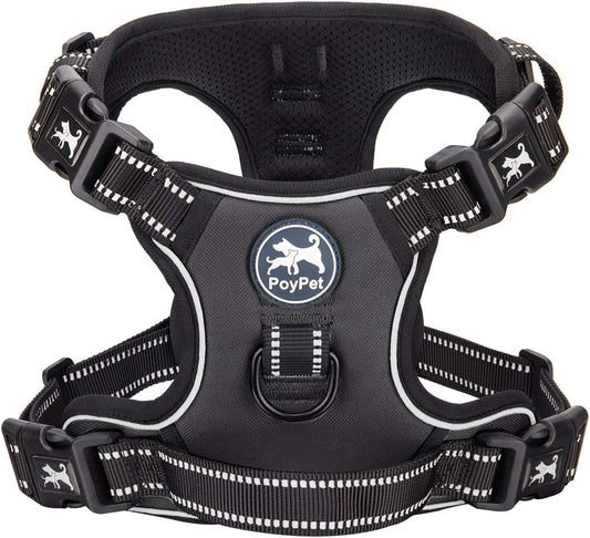 No Pull Dog Harness with 4 Buckles for Puppy Small Dogs (Black,S)