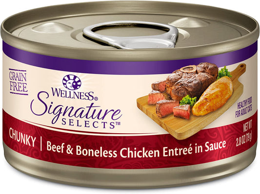 CORE Signature Selects Chunky Adult Wet Cat Food, Natural, Protein-Rich, Grain Free, 2.8 Ounce, 12 Pack (Beef & Chicken)
